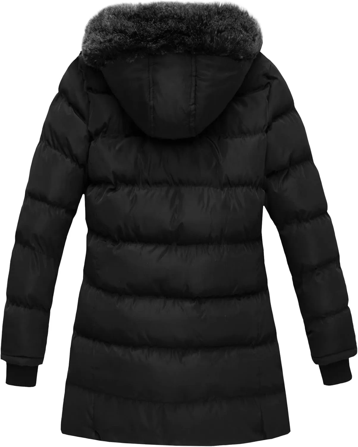 Women's Puffer Coat with Faux-Fur Detachable Hood