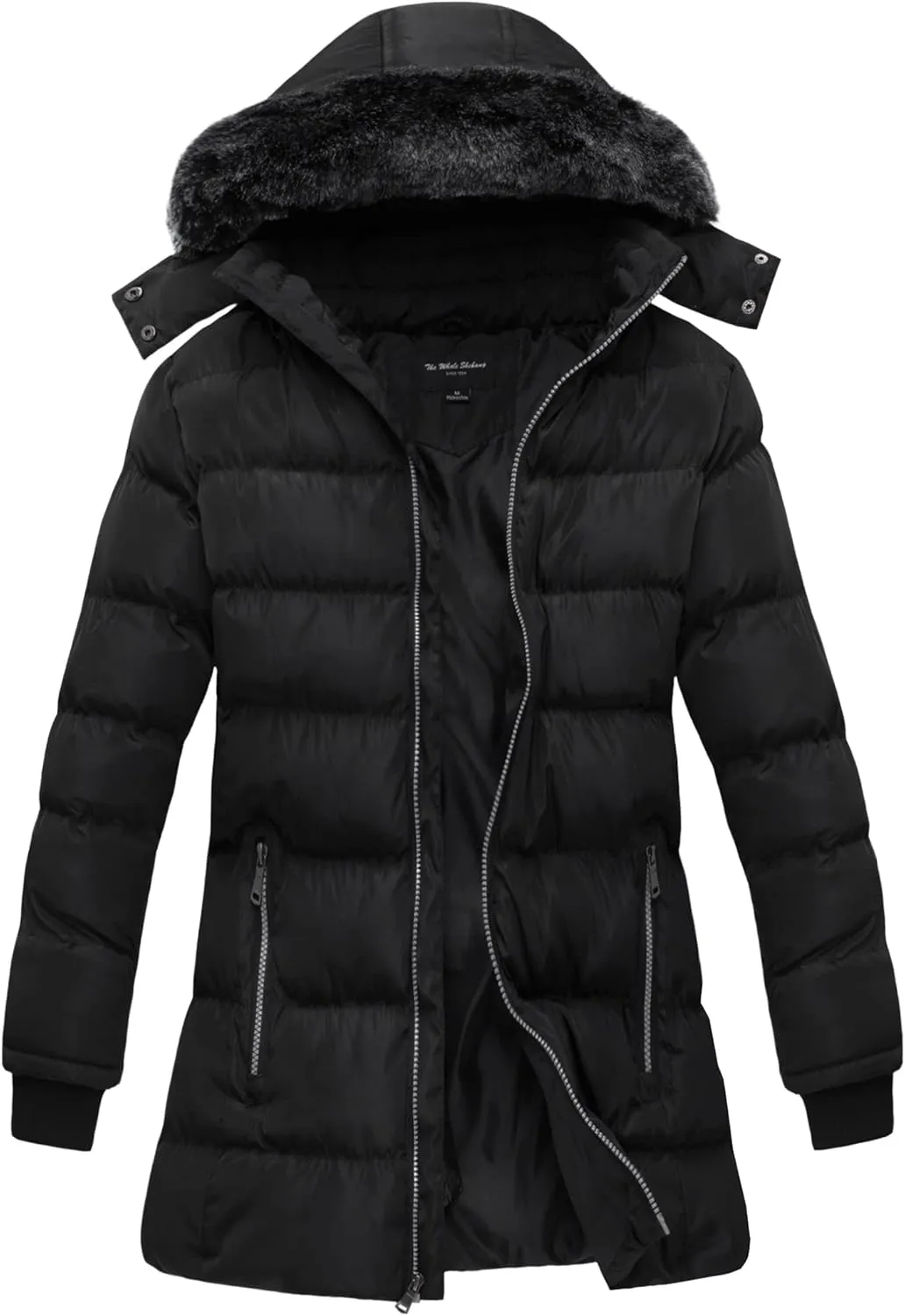 Women's Puffer Coat with Faux-Fur Detachable Hood