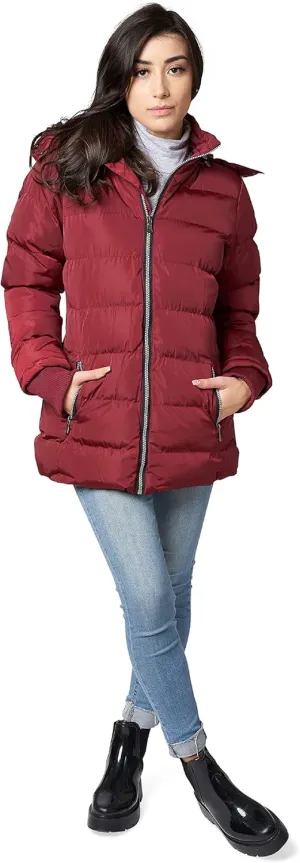 Women's Puffer Coat with Faux-Fur Detachable Hood