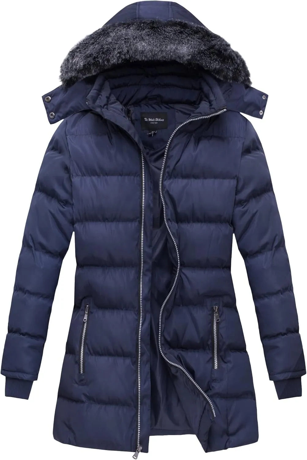 Women's Puffer Coat with Faux-Fur Detachable Hood