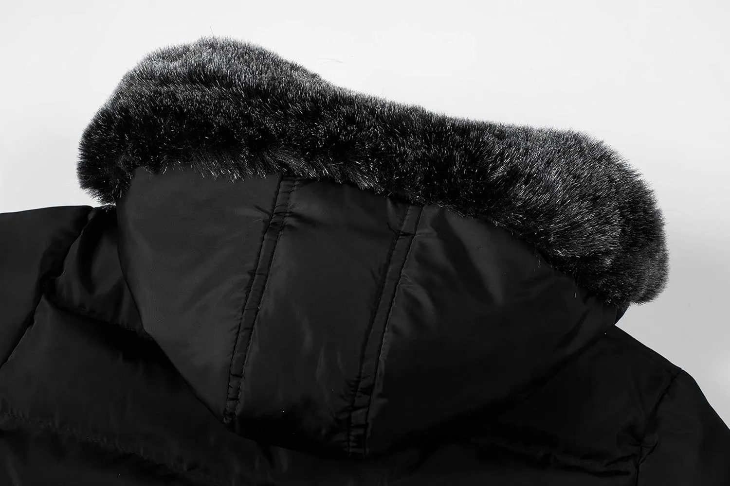 Women's Puffer Coat with Faux-Fur Detachable Hood