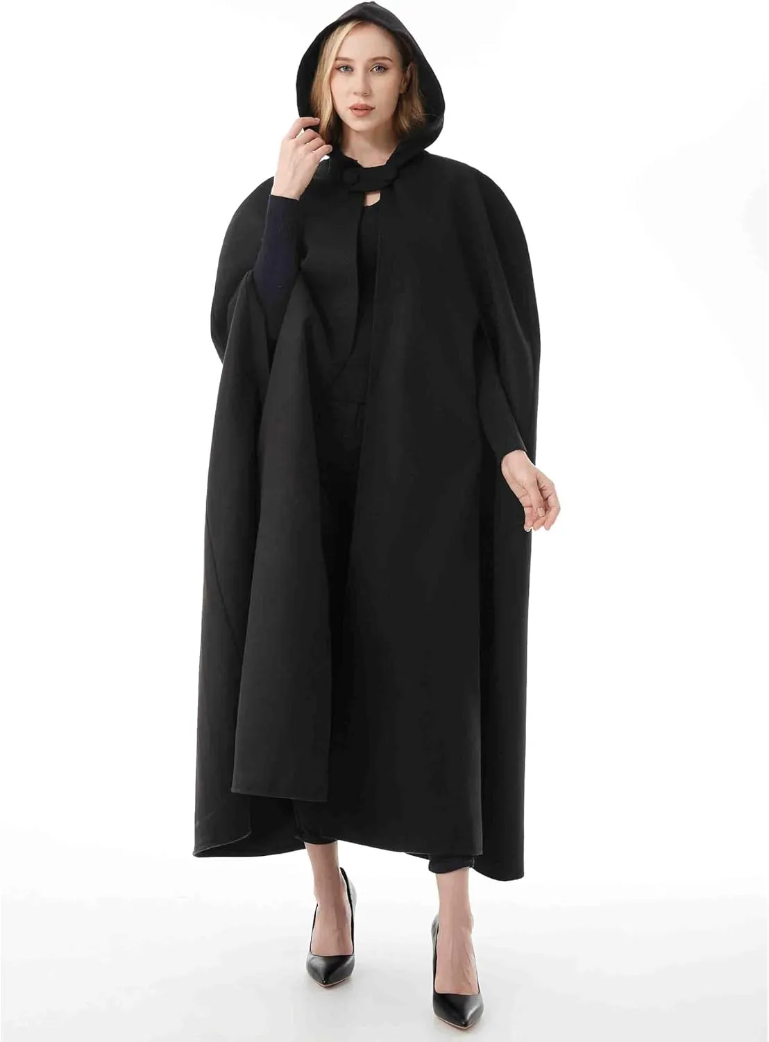 Women's Renaissance Windproof Wool Cloak Coat - Spring/Fall - Black - S, M, L