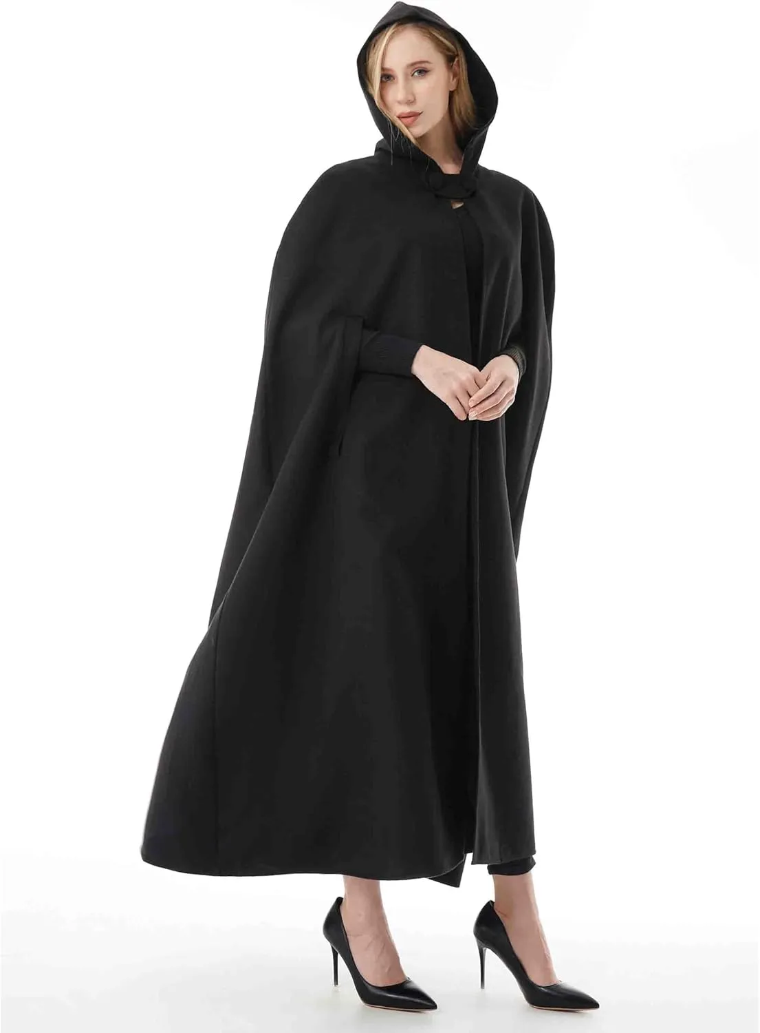 Women's Renaissance Windproof Wool Cloak Coat - Spring/Fall - Black - S, M, L
