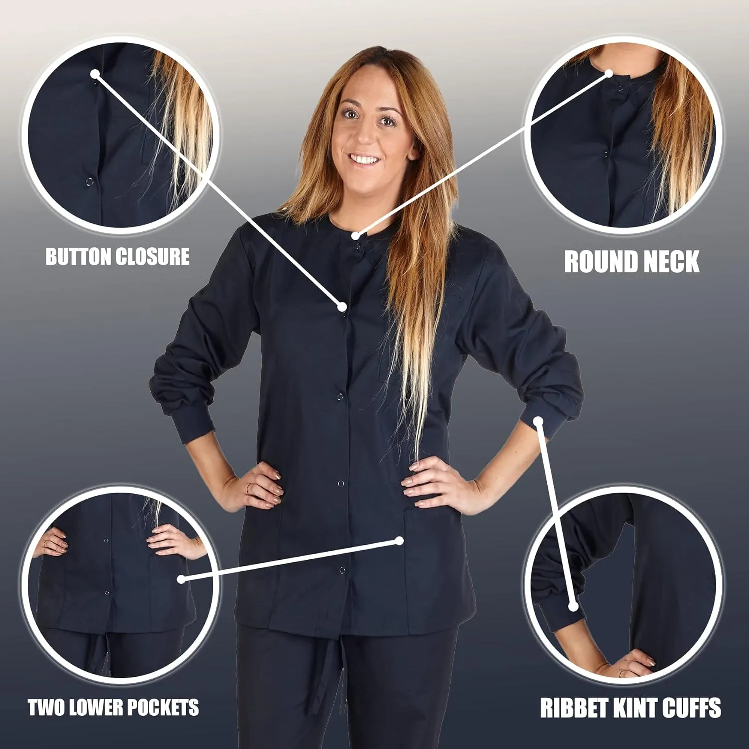 Women's Scrub Jacket Warm Up Medical Scrub Jackets for Women