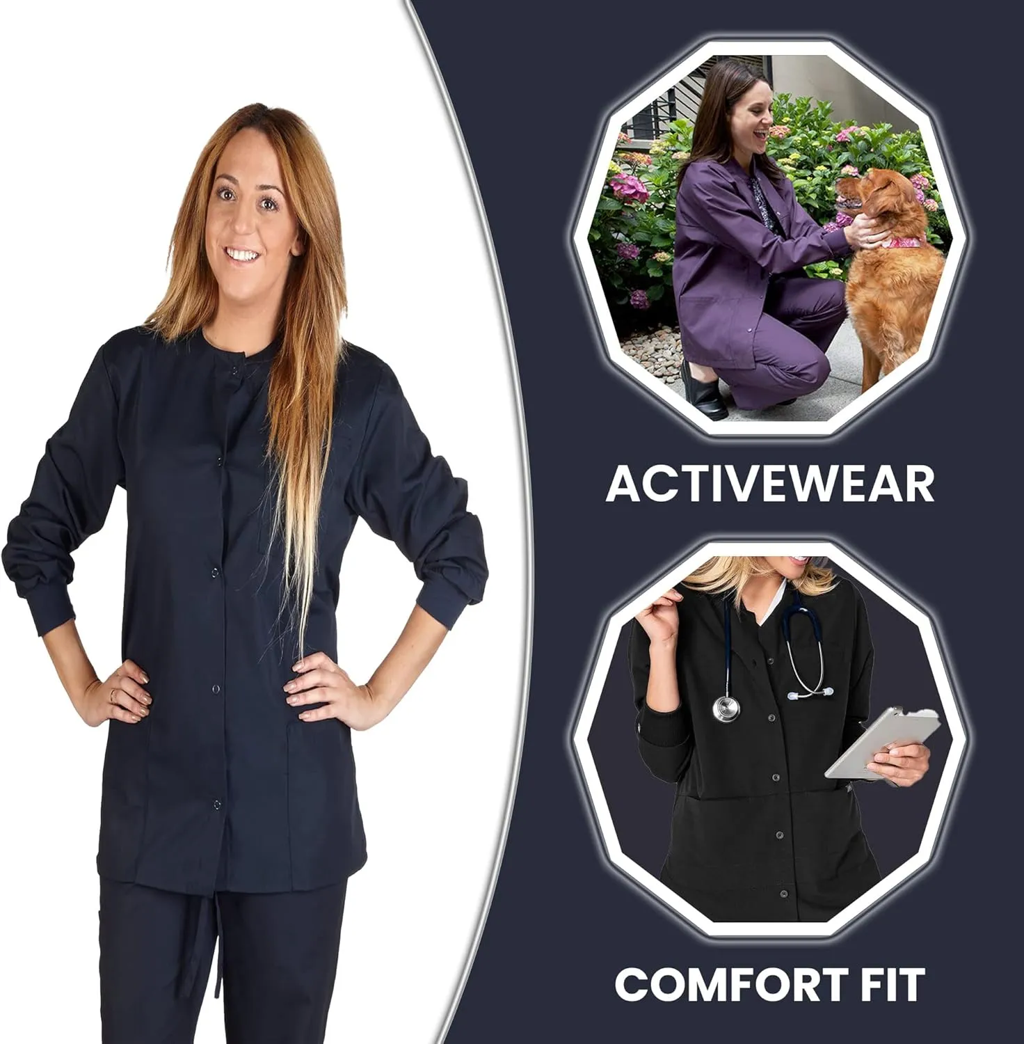 Women's Scrub Jacket Warm Up Medical Scrub Jackets for Women