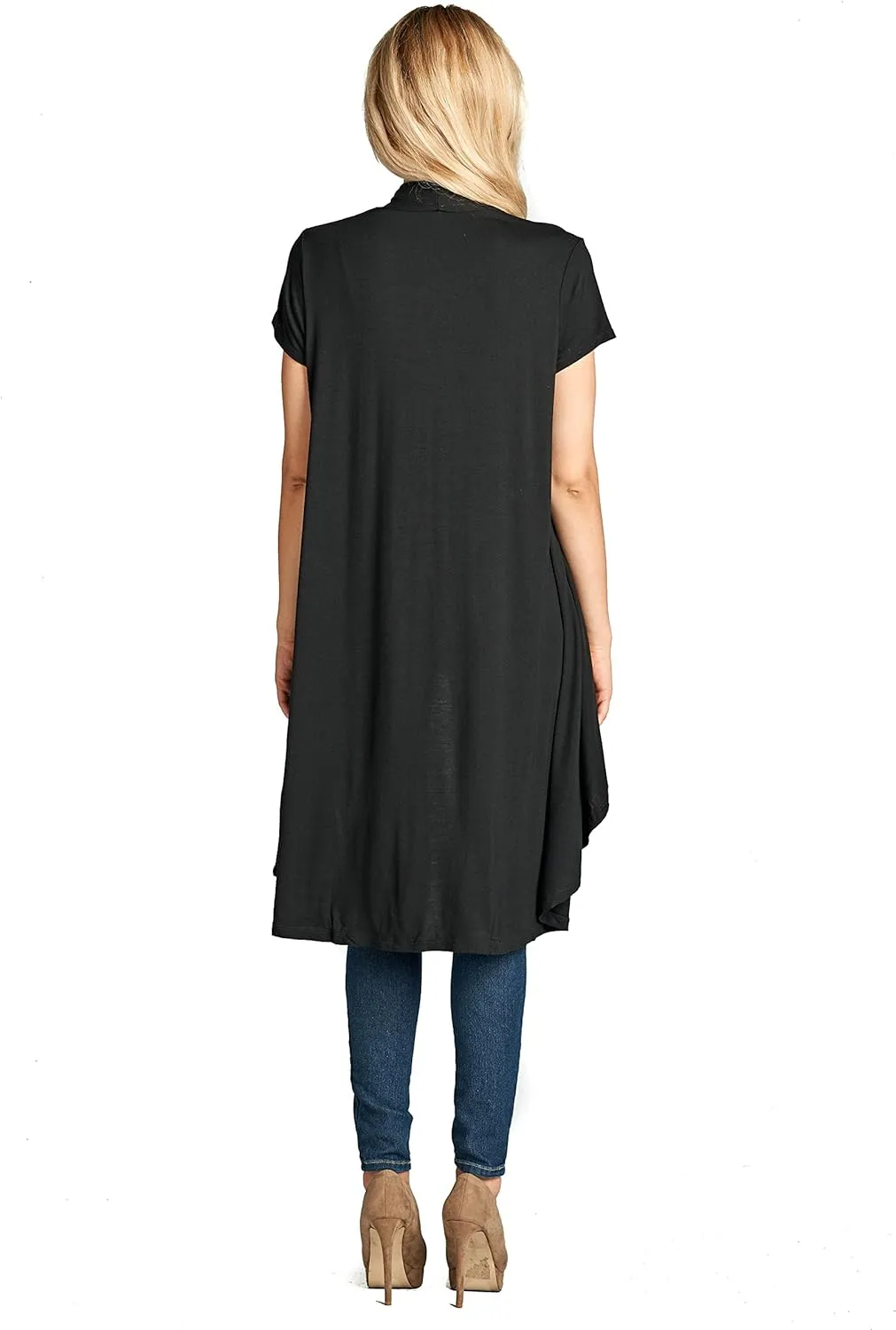 Women's Short Sleeve Ultra Soft Viscose Made from Bamboo Layering Long Duster Cardigan