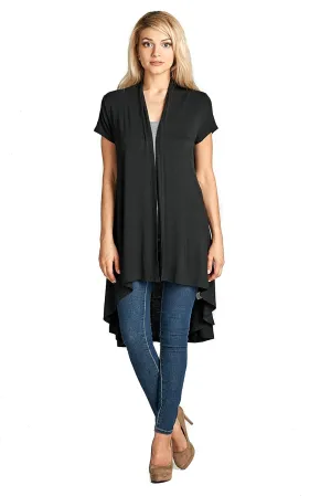 Women's Short Sleeve Ultra Soft Viscose Made from Bamboo Layering Long Duster Cardigan