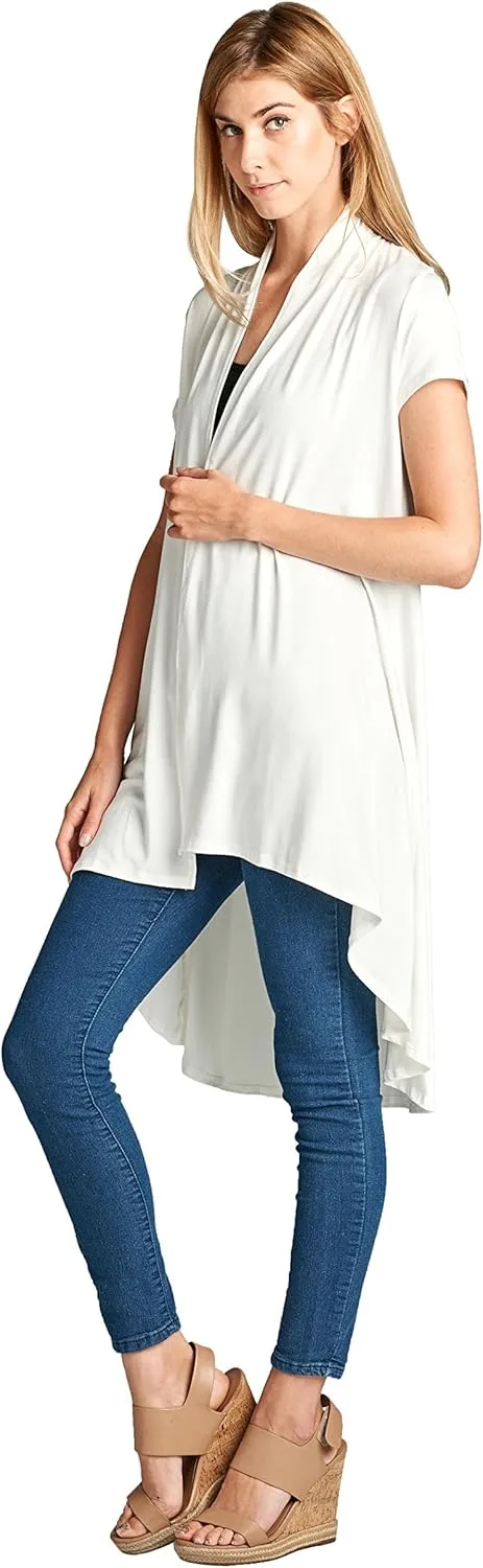 Women's Short Sleeve Ultra Soft Viscose Made from Bamboo Layering Long Duster Cardigan