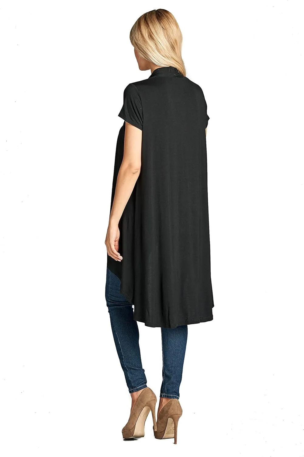 Women's Short Sleeve Ultra Soft Viscose Made from Bamboo Layering Long Duster Cardigan