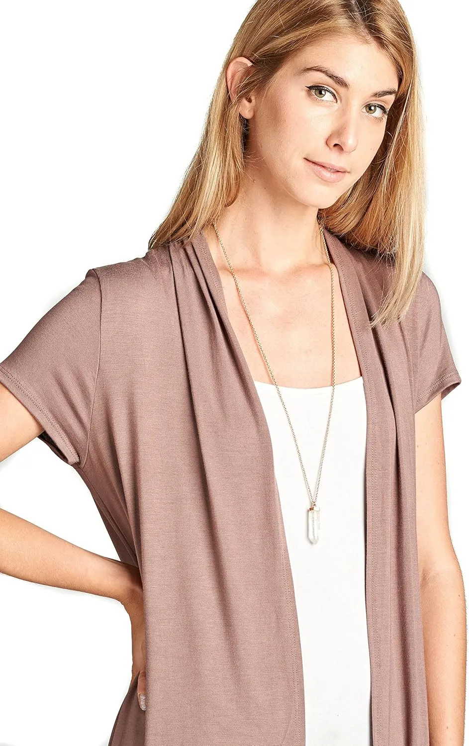 Women's Short Sleeve Ultra Soft Viscose Made from Bamboo Layering Long Duster Cardigan
