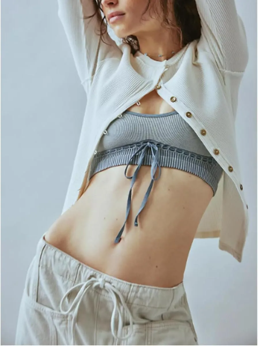 Women's Slim Fitted Cardigan Ribbed Knit Long Sleeve Button Down Shirt Crewneck Y2K Blouse Tops