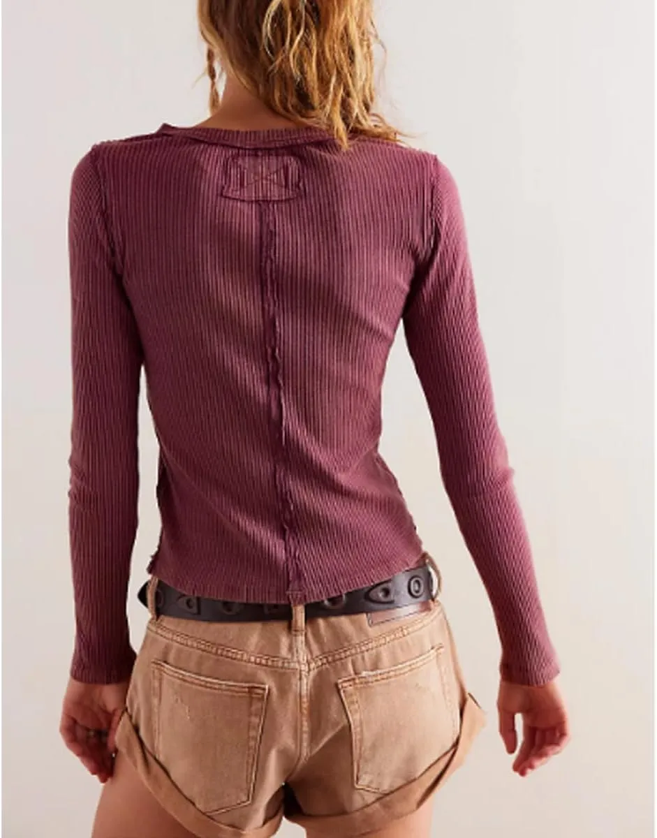 Women's Slim Fitted Cardigan Ribbed Knit Long Sleeve Button Down Shirt Crewneck Y2K Blouse Tops