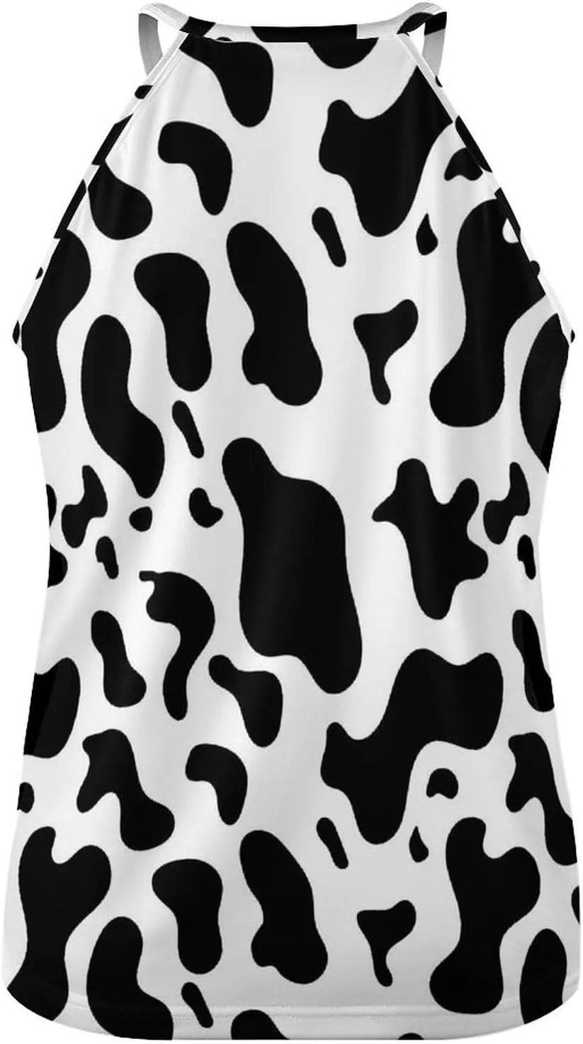 Women's Soft Summer Tank Tops, Sleeveless High Neck Camisoles with Flowy Halter Straps