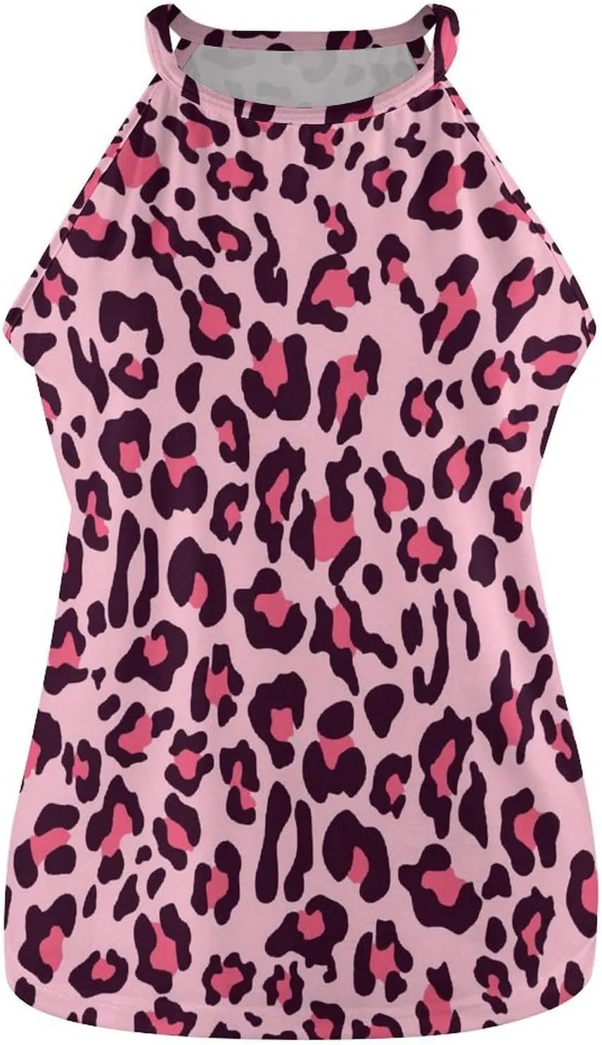 Women's Soft Summer Tank Tops, Sleeveless High Neck Camisoles with Flowy Halter Straps