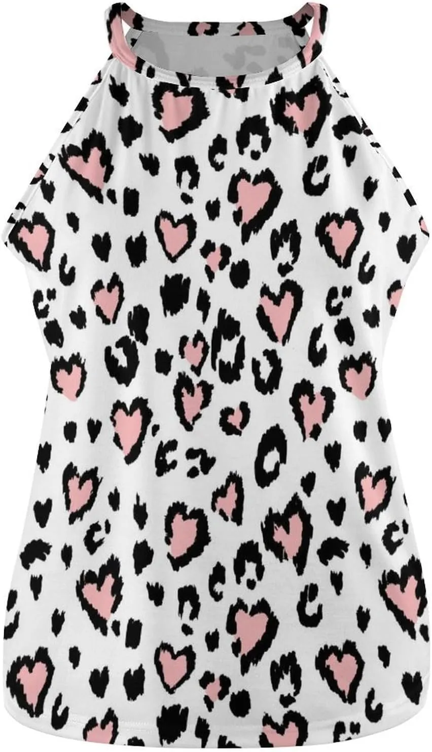 Women's Soft Summer Tank Tops, Sleeveless High Neck Camisoles with Flowy Halter Straps