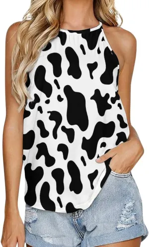 Women's Soft Summer Tank Tops, Sleeveless High Neck Camisoles with Flowy Halter Straps