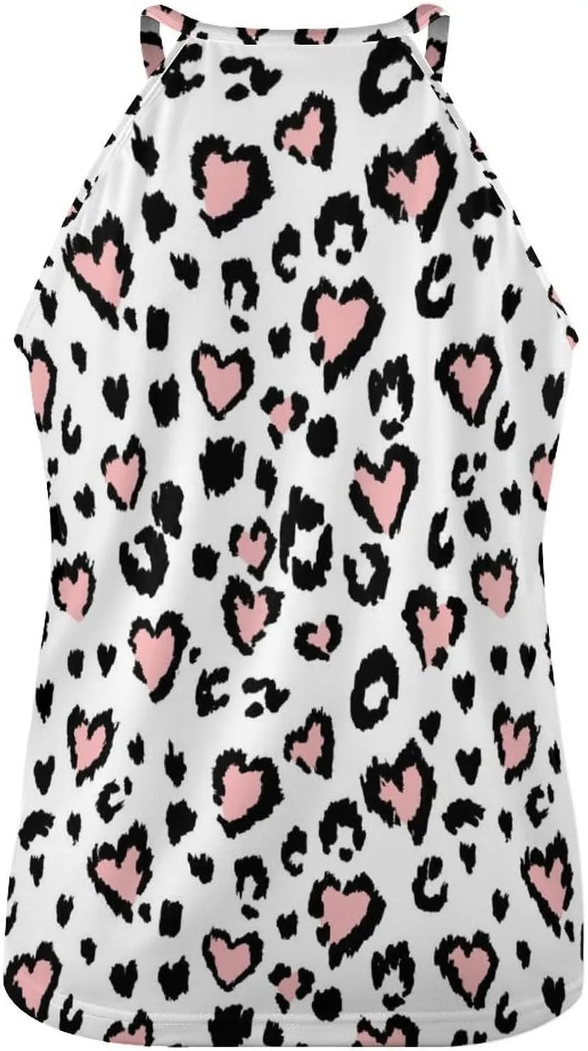 Women's Soft Summer Tank Tops, Sleeveless High Neck Camisoles with Flowy Halter Straps