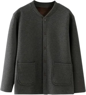 Womens Solid Color Fleece Jacket Snap Front Cardigan Sweatshirt for Women Cardigan Sweater Knit