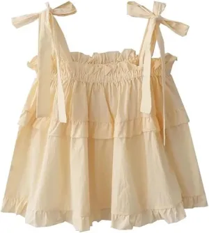 Women's Solid Color Loose Pleated Camisole