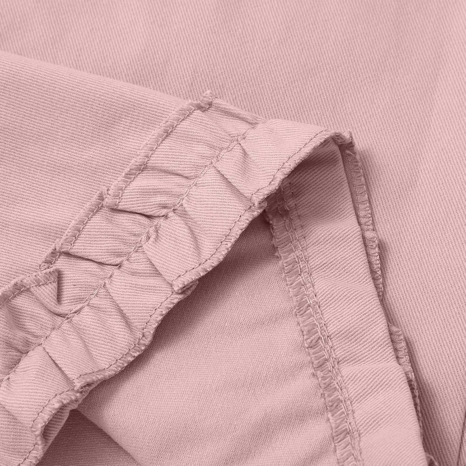 Women's Solid Cotton Linen Straight Pants Lace Ruffle Casual Trouser with Pockets Summer Vintage Elastic Waist Flowy Pants