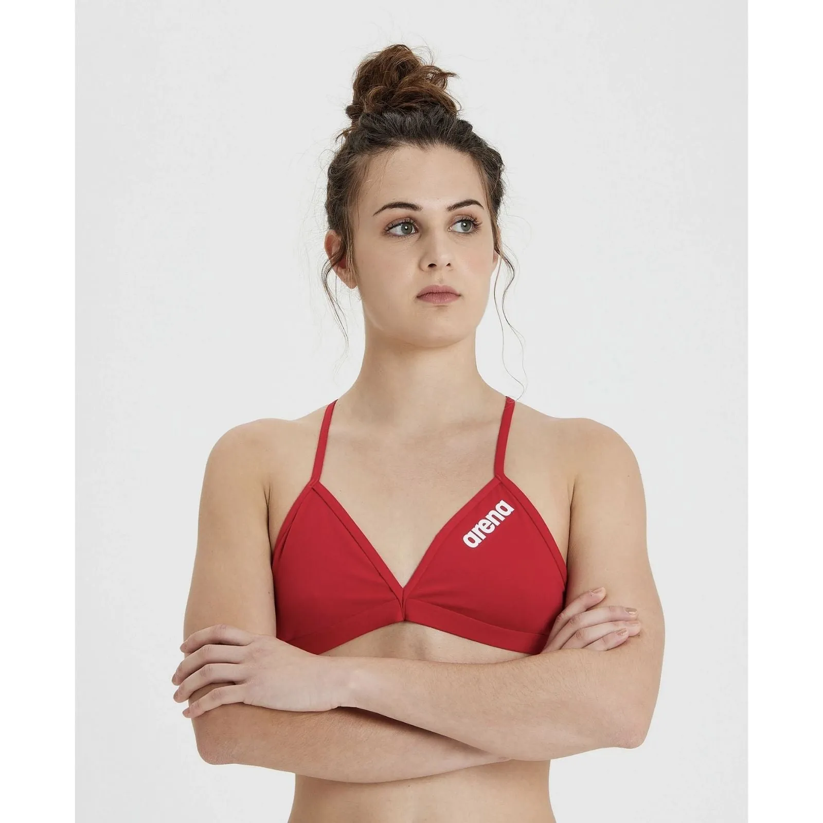 WOMEN'S SOLID TIE BACK BIKINI TOP - RED