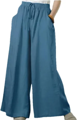 Women's Summer Loose Casual Wide-Leg Pants  Solid Color Cotton Linen Elastic Waist Drawstring Trousers Streetwear