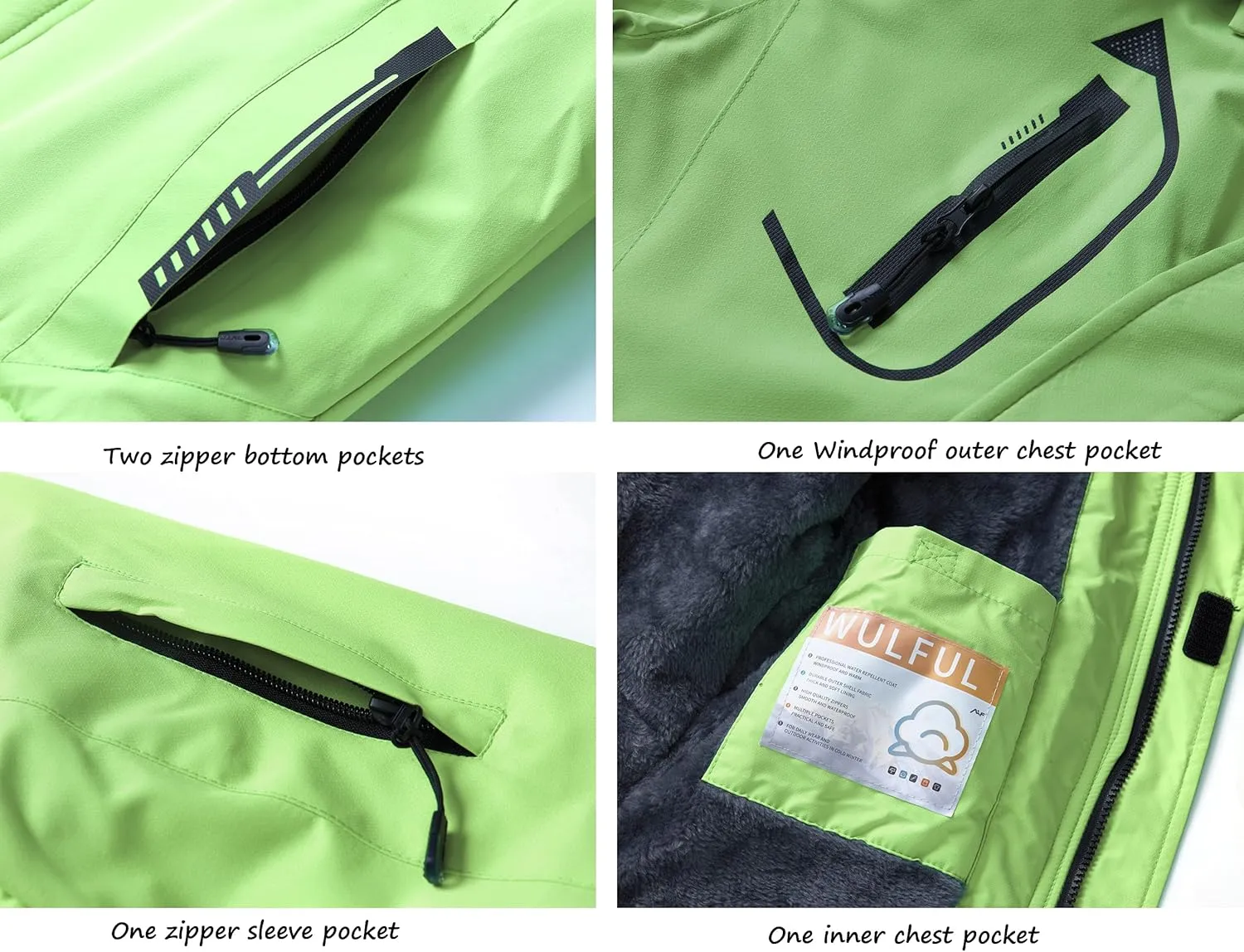WULFUL Boy's Waterproof Ski Jacket Warm Fleece Hooded Winter Snow Coat