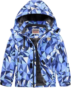 WULFUL Boy's Waterproof Ski Jacket Warm Fleece Hooded Winter Snow Coat