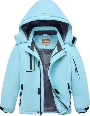 WULFUL Boy's Waterproof Ski Jacket Warm Fleece Hooded Winter Snow Coat