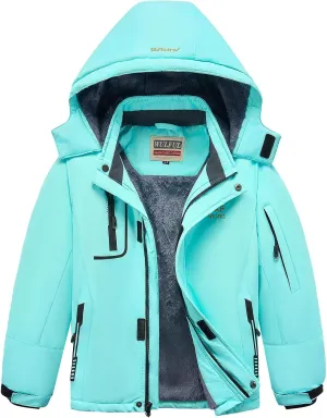 WULFUL Boy's Waterproof Ski Jacket Warm Fleece Hooded Winter Snow Coat