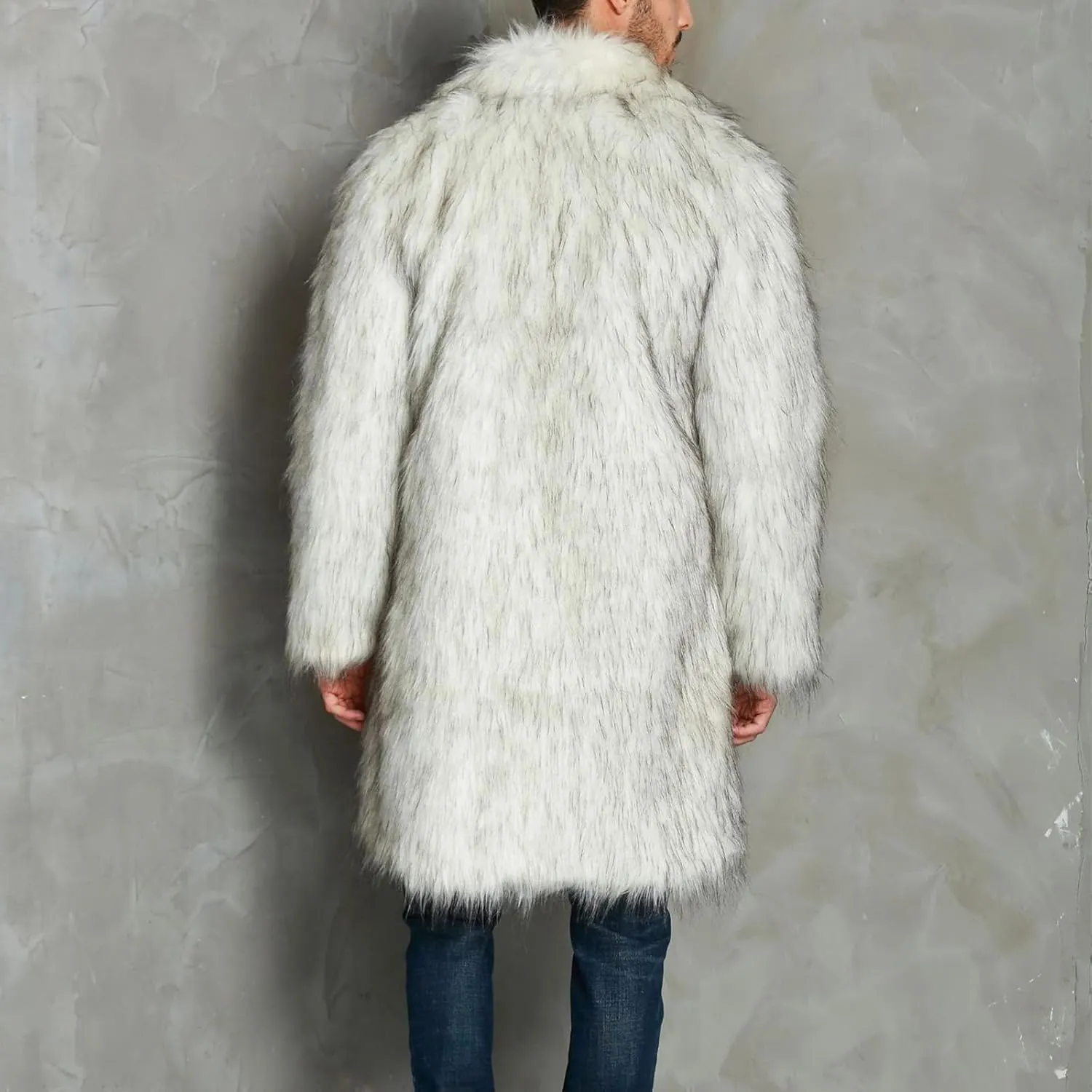 XBTCLXEBCO Men's Luxury Faux Fur Coat Jacket Winter Warm Thick Mink Overcoat Long Furry Trench Cardigan Overcoat Outerwear