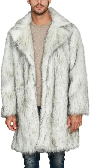 XBTCLXEBCO Men's Luxury Faux Fur Coat Jacket Winter Warm Thick Mink Overcoat Long Furry Trench Cardigan Overcoat Outerwear