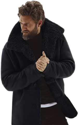 Ymosrh Motorcycle Jacket Men Winter Sheepskin Jacket Warm Wool Lined Mountain Faux Lamb Jackets Coat Mens Bomber