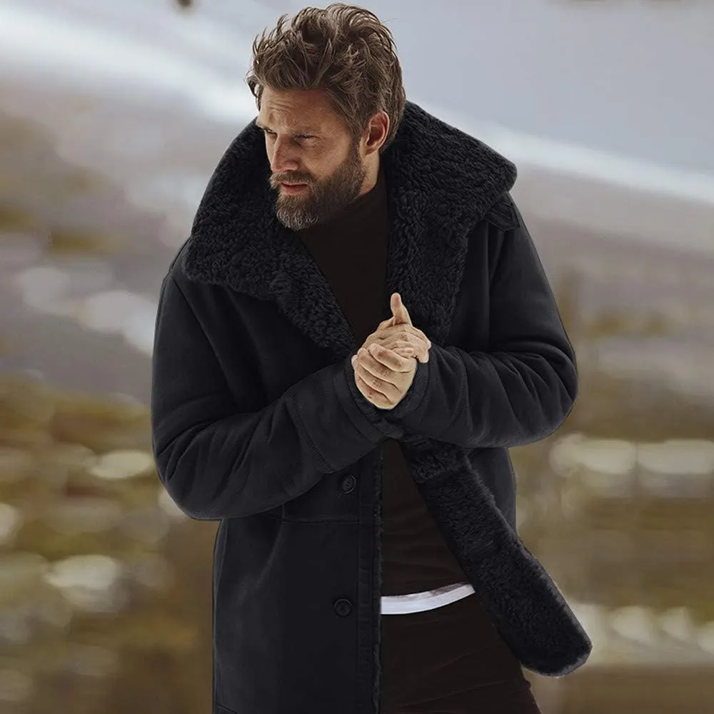 Ymosrh Motorcycle Jacket Men Winter Sheepskin Jacket Warm Wool Lined Mountain Faux Lamb Jackets Coat Mens Bomber