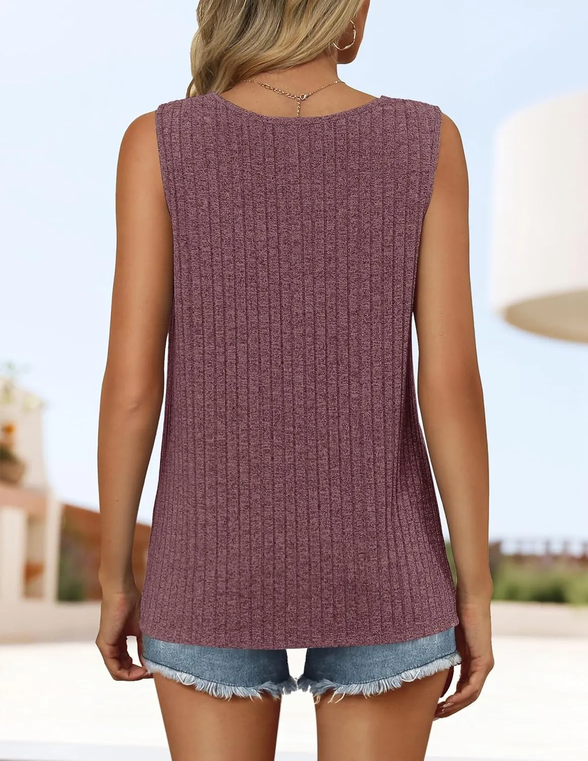 ZESICA Womens Summer Tank Top Sleeveless V Neck Lace Loose Fit Basic Tops Shirts 2025 Fashion Clothes