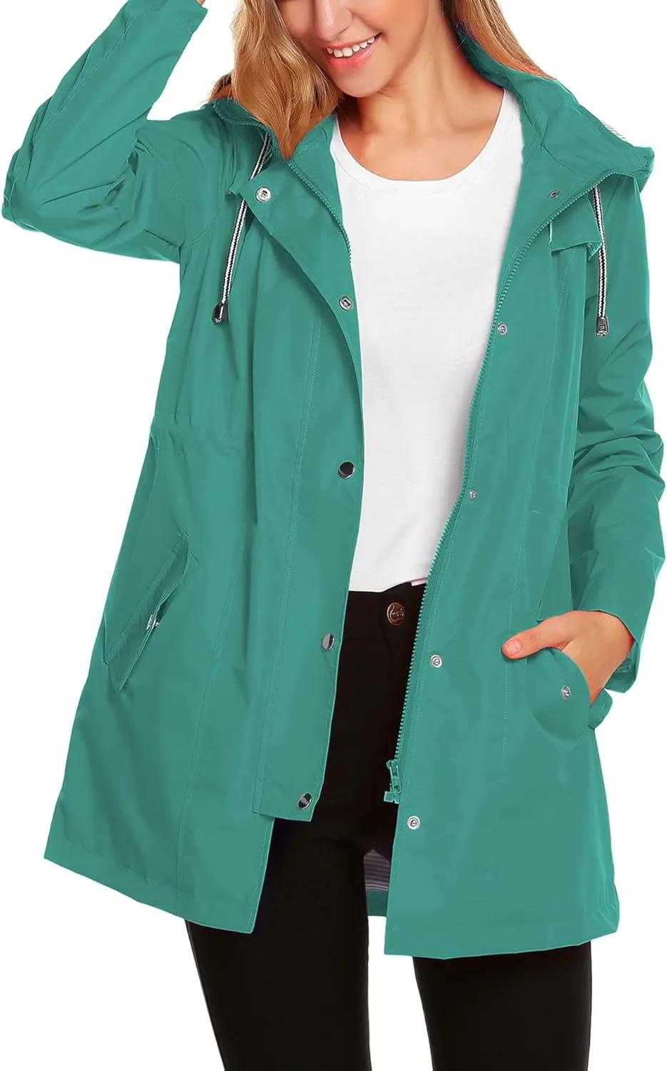 ZHENWEI Womens Lightweight Hooded Waterproof Active Outdoor Rain Jacket S-XXL