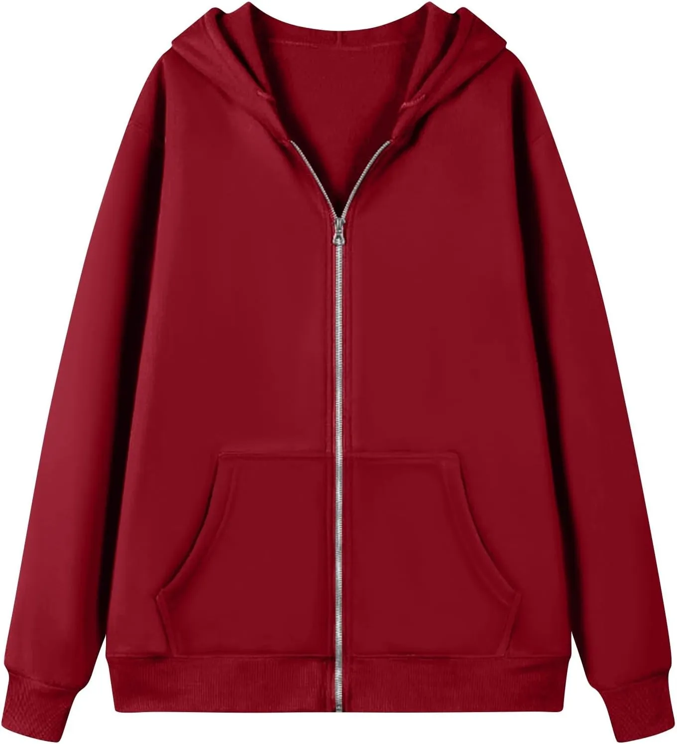 Zip Up Hoodie Women Preppy Casual Comfy Fleece Jacket Trendy Long Sleeve Oversized Sweatshirt Winter Coats with Hood