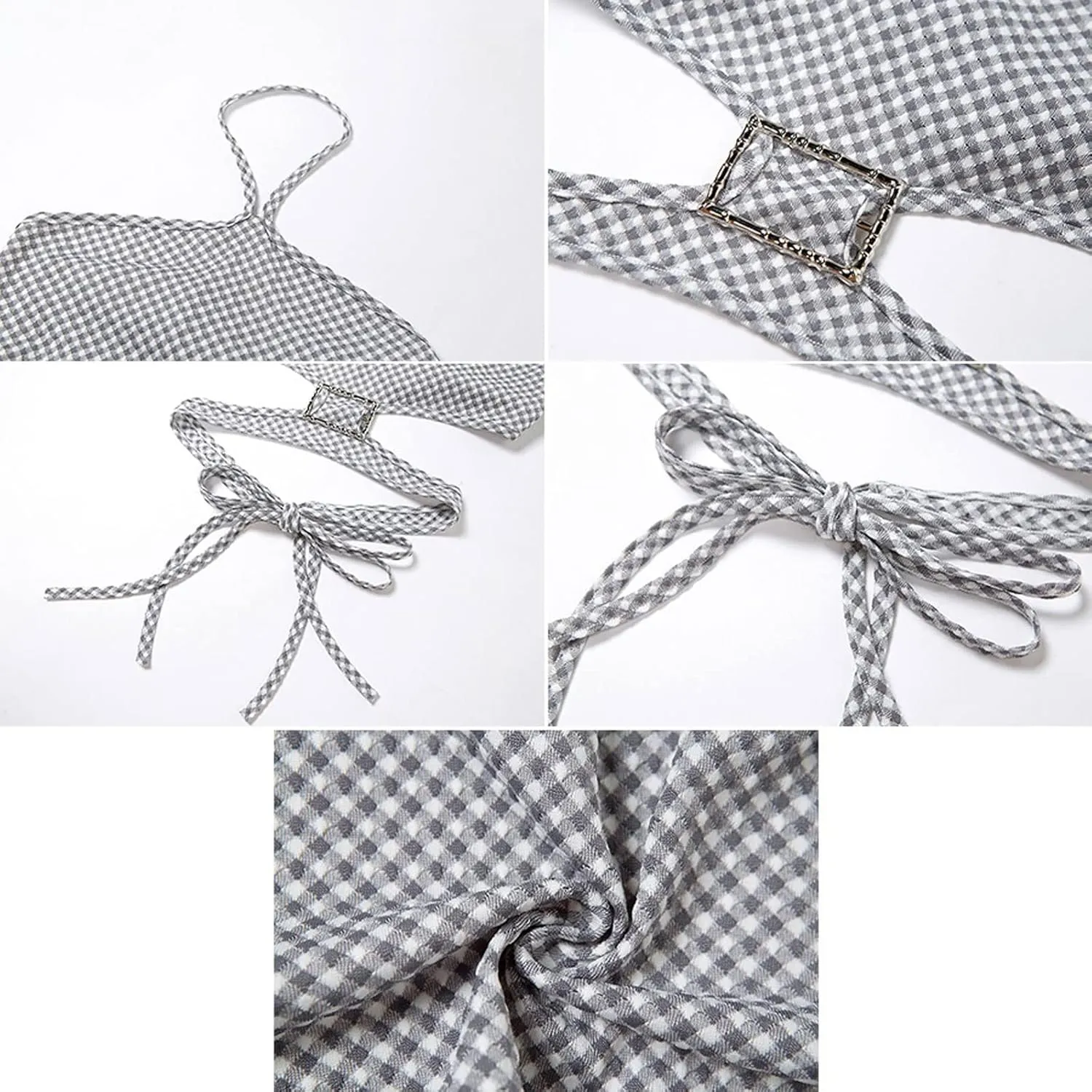 Zip up Jackets for Women Summer Women's Grey Plaid Camisole Strapless Sleeveless Suspender Corset