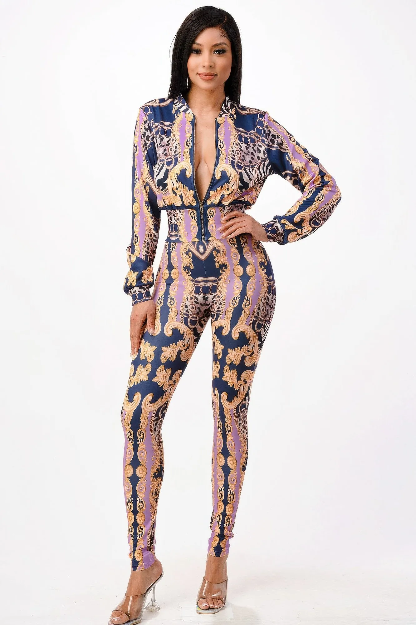 Zip-up Style Jacket With Leggings Set